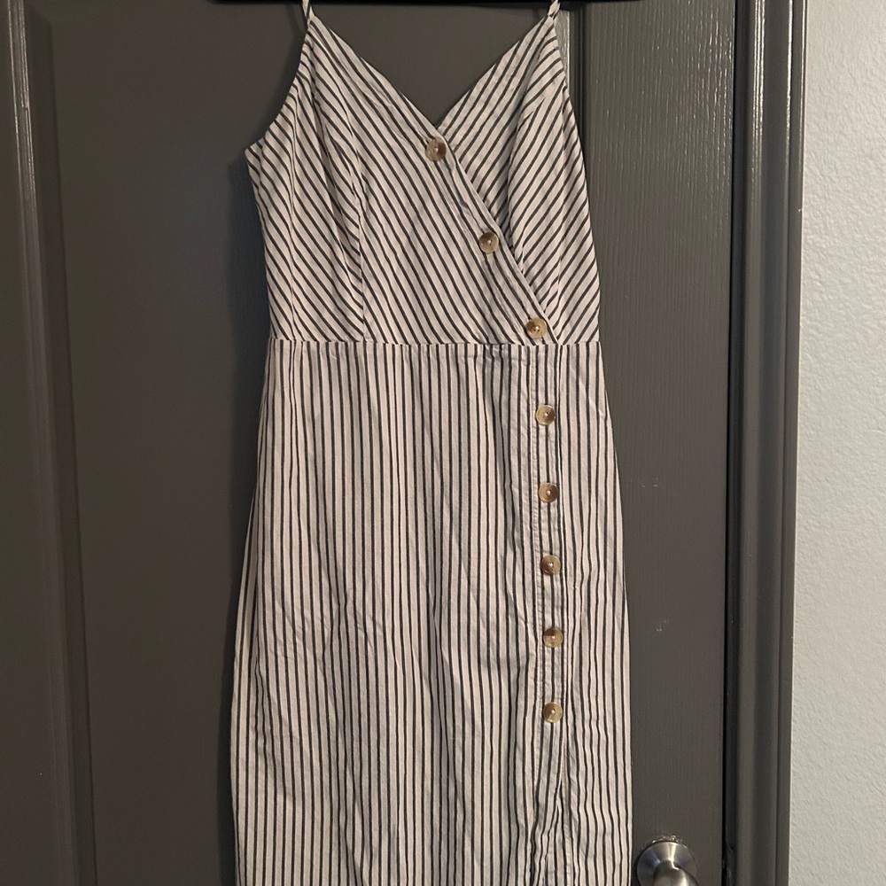 Maurices Black and White Asymmetrical Buttoned Midi Sundress